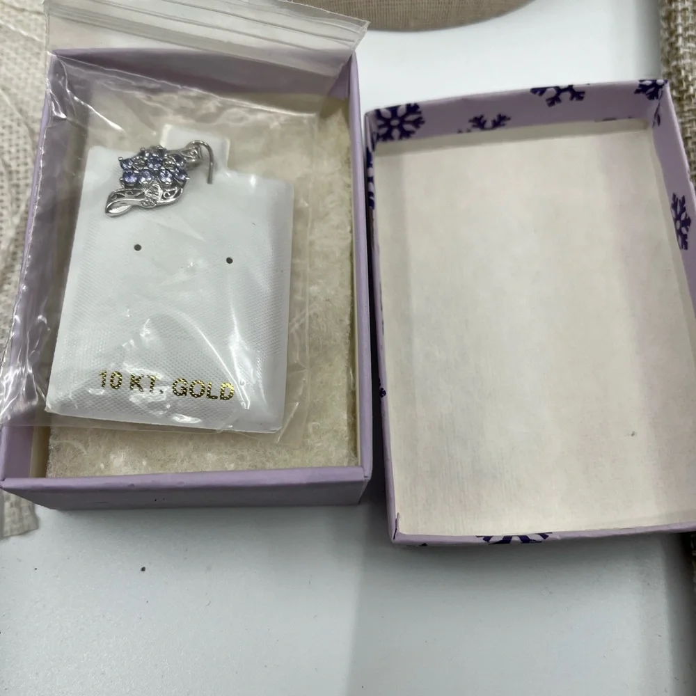 10K White Gold Tanzanite ๐ Diamond Accent Pendant - Vintage Estate, 1990s - Picture 14 of 15